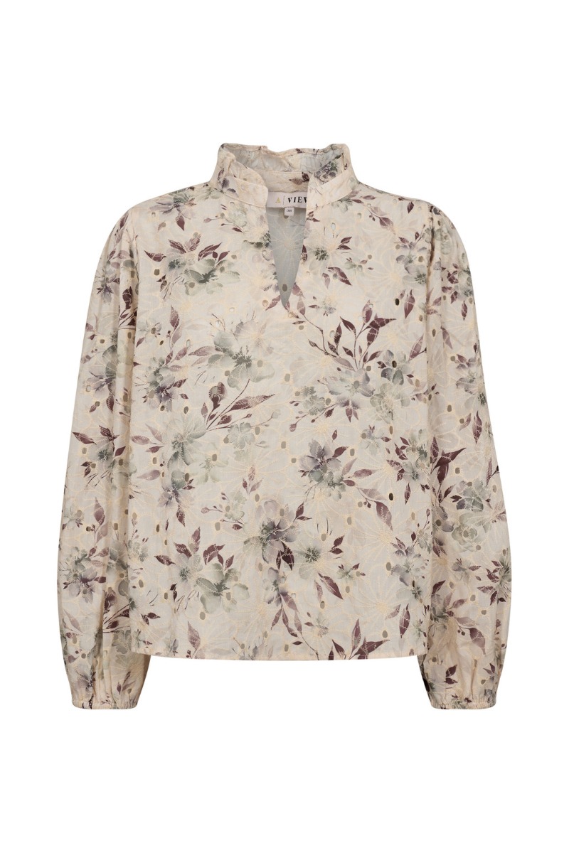 A-View - Bluse - Grete Blouse - Off white/Dusty green