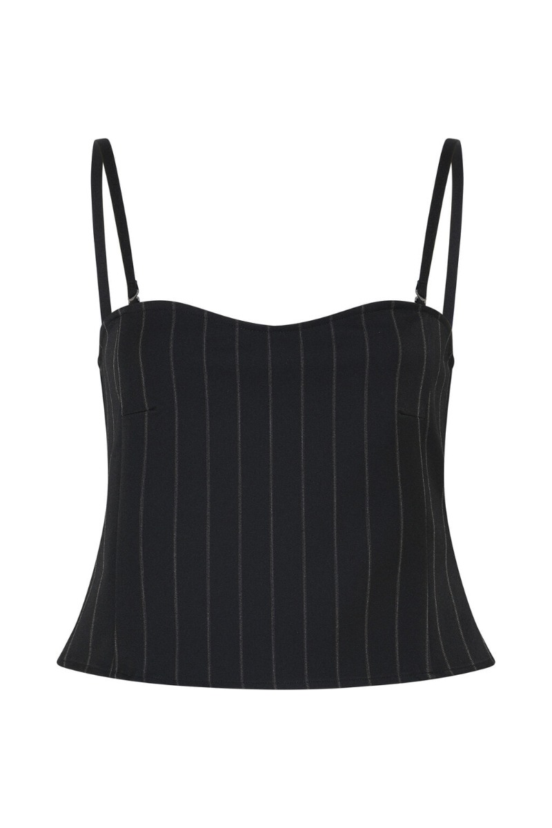 Bruuns Bazaar - Top - Women HydrangeaBBKorsas Top - Black Pinstripe
