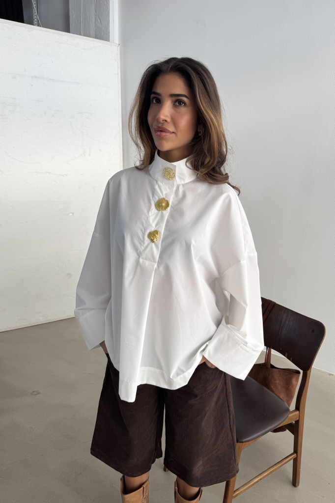 Continue - Bluse - Klara High Neck - White (Levering midt/slut november)