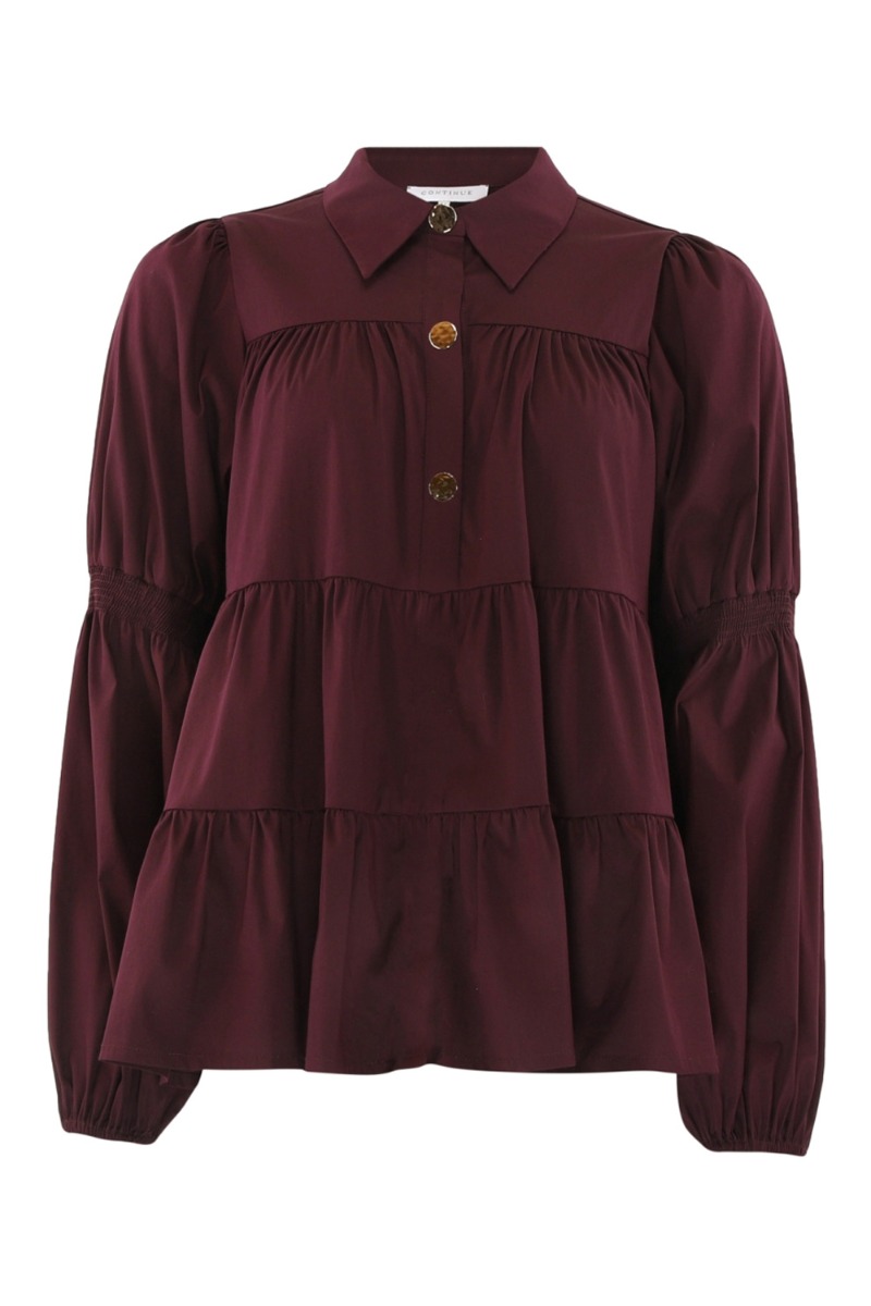 Continue - Bluse -Sanna Gold Buttons - Bordeaux (Levering i midt/slut november)
