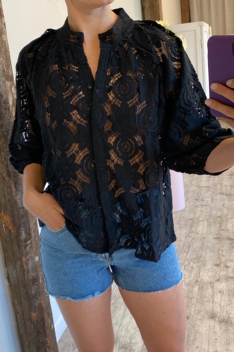 Continue - Bluse - Sia Big Lace - Black