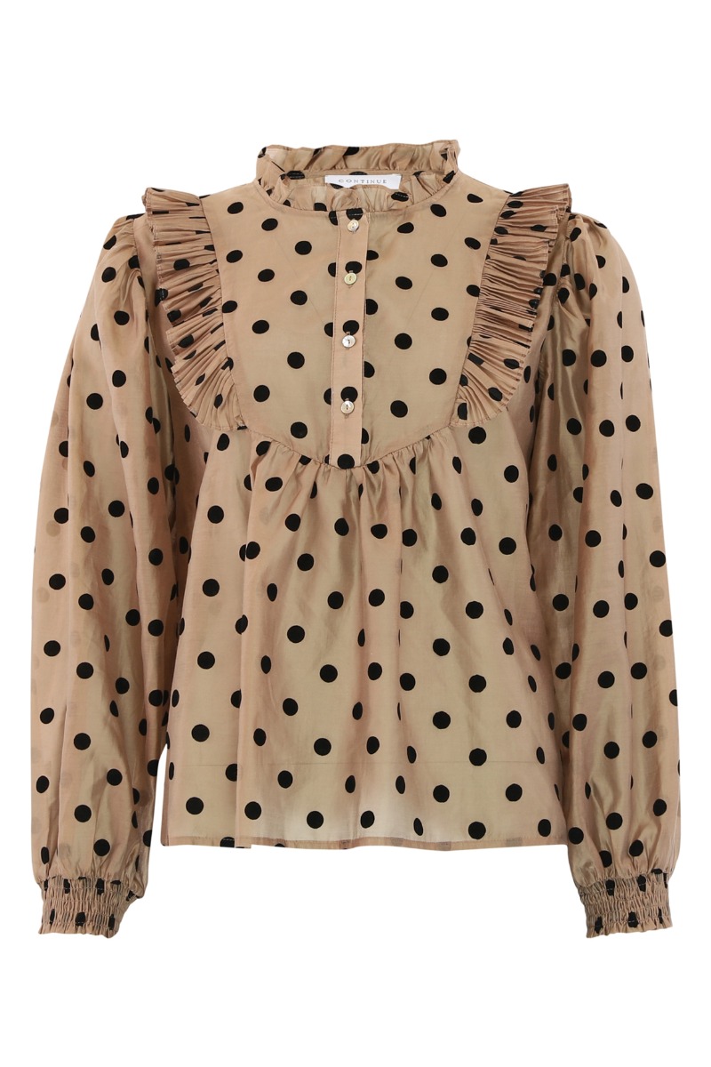 Continue - Bluse - Silke Dot - Nougat/Black dot