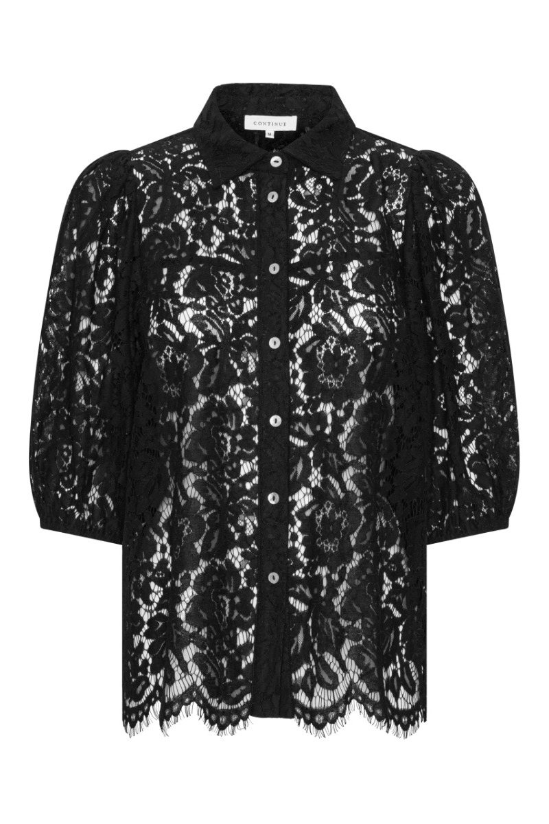 Continue - Skjorte - Alicia Lace Blouse - Black