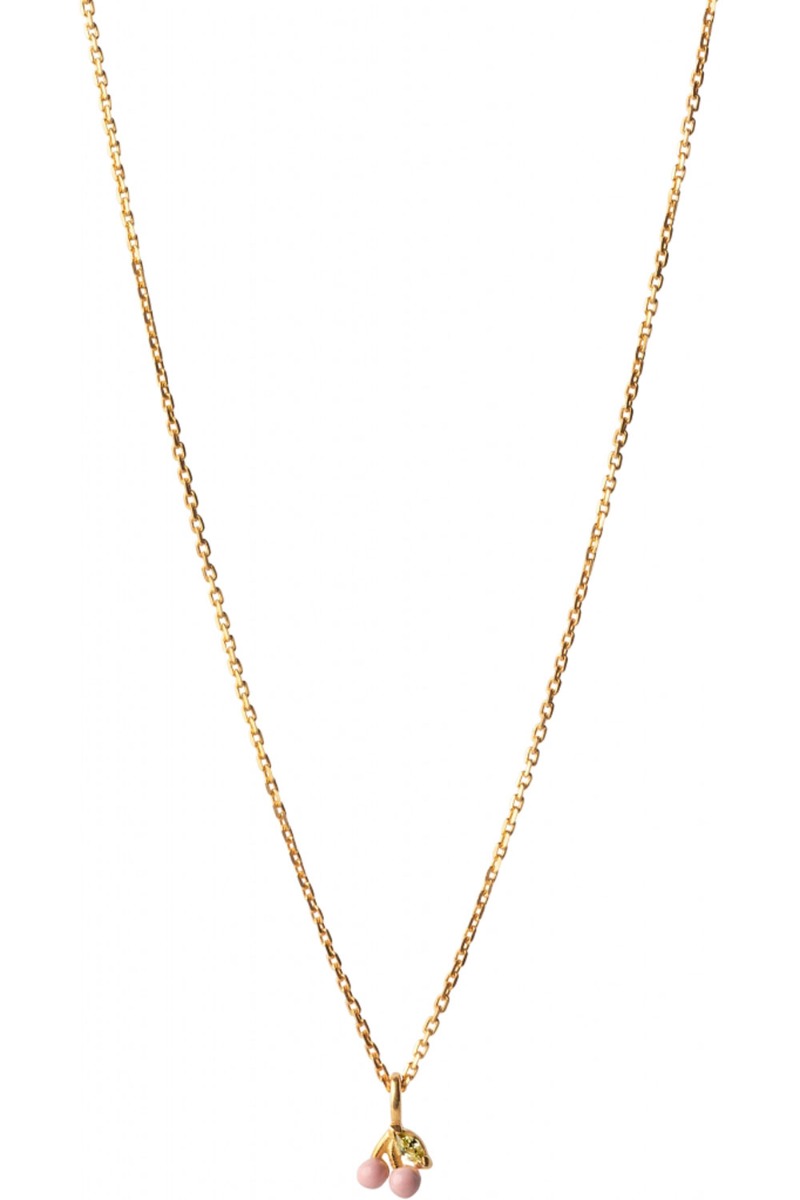 Enamel - Halskæde - Necklace Cherry - Light pink