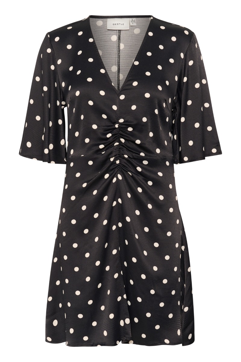 Gestuz - Kjole - GZdotta P SS dress - Black with egret dot