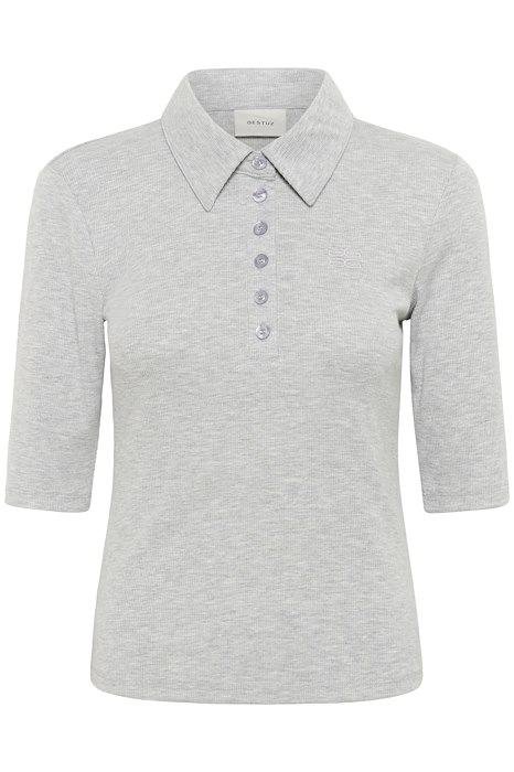 Gestuz - T-shirt - GZdrew Polo Mel Top - Grey Mélange
