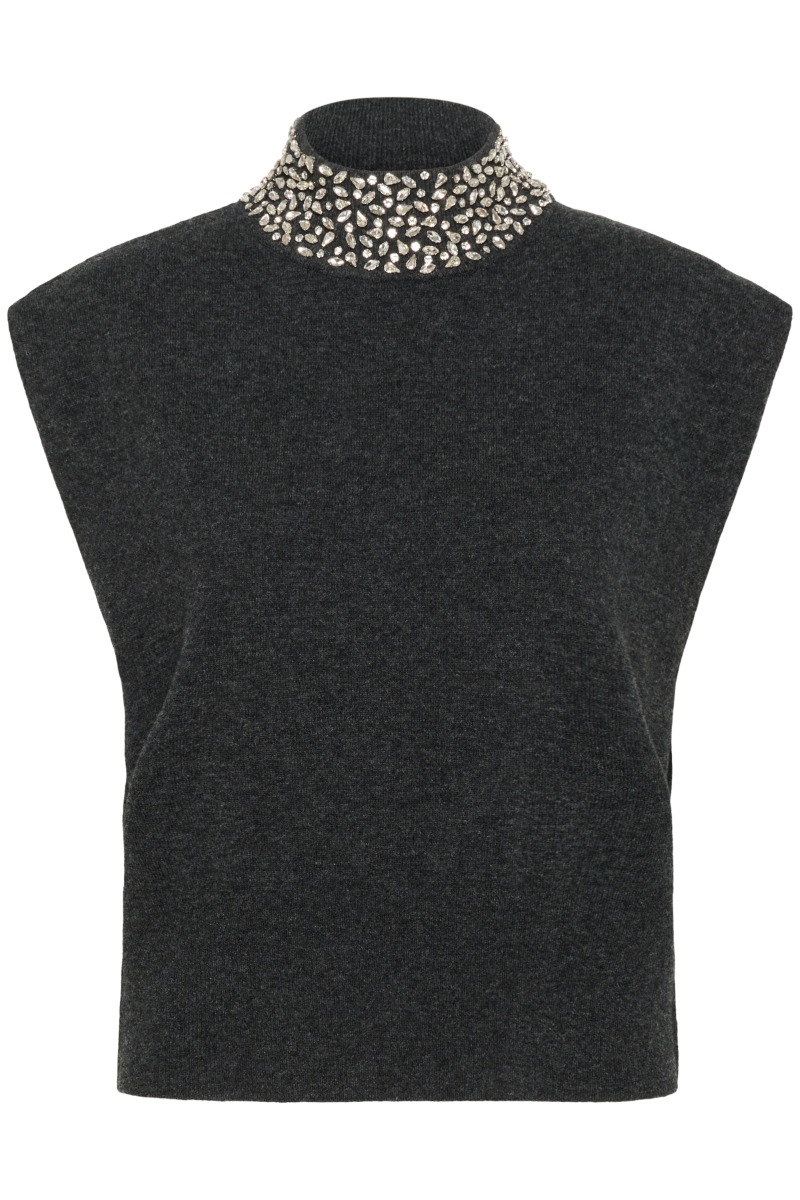 Gestuz - Top - GZmanzi deco waistcoat - Deep Graphite Melange
