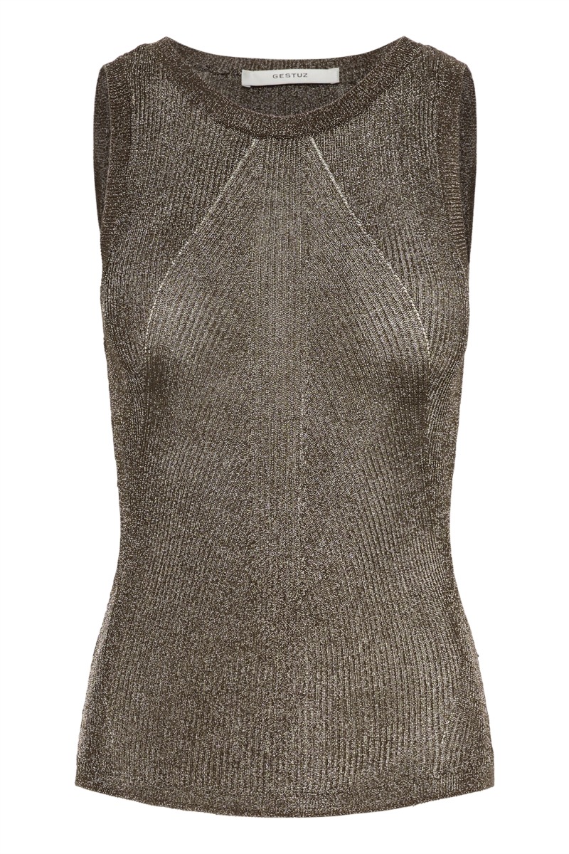 Gestuz - Top - GZsilvi tank top - Warm grey metallic