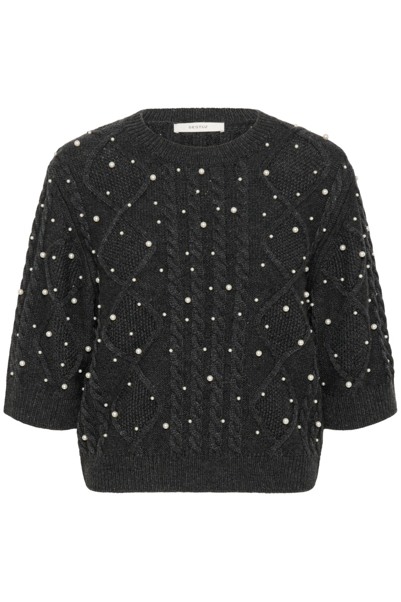 Gestuz - Top - GZtaiba deco pullover - Dark Grey Mélange
