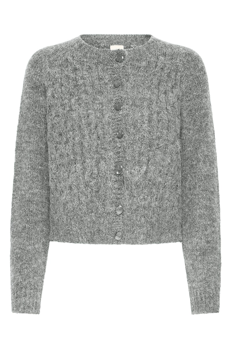Ichi - Cardigan - Belablue - Dark Grey Melange