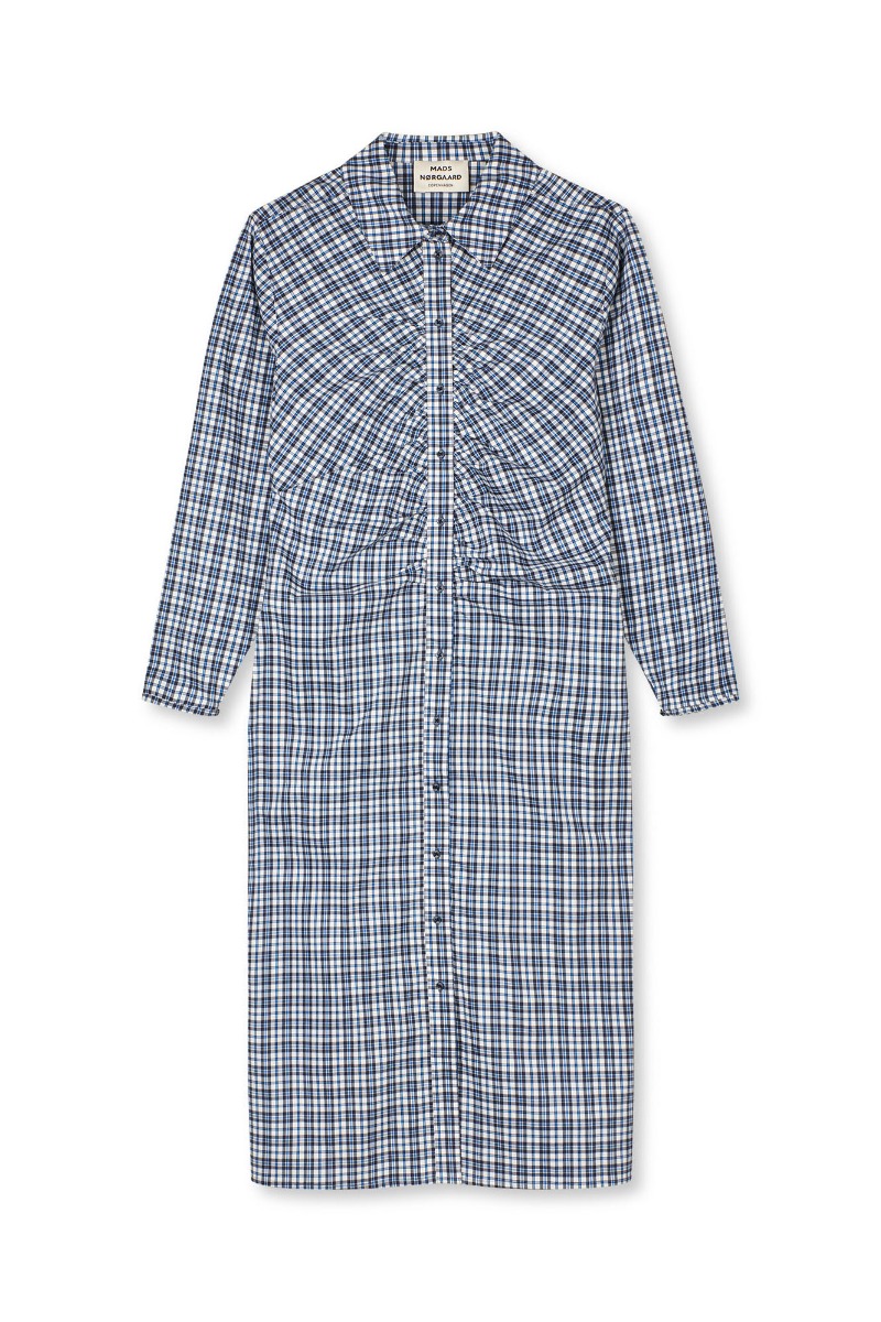 Mads Nørgaard - Kjole - Poplinda Iris Dress - Parisian Night Check