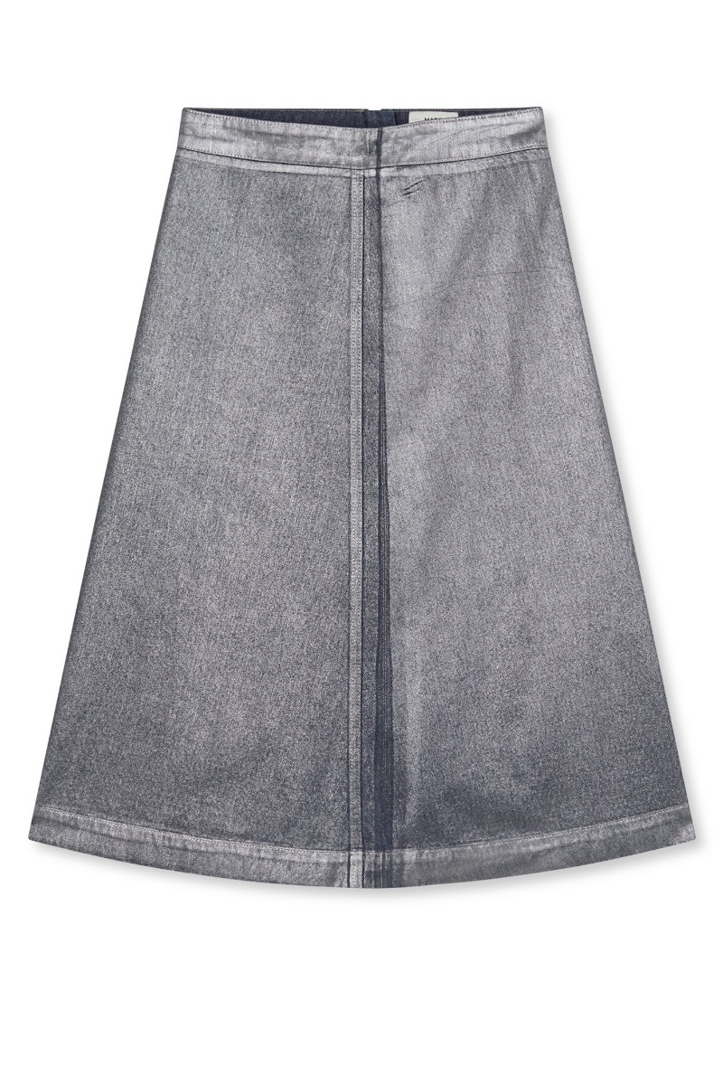 Mads Nørgaard - Nederdel - Metallic Denim Stellar Skirt - Vintage Blue/Gun Metal