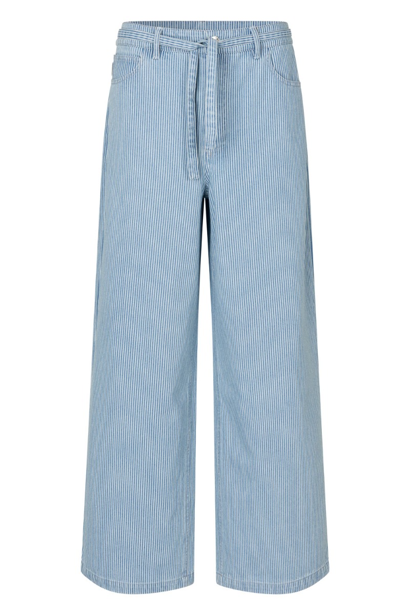 Modström - Bukser - IsoldeMD pants - Soft Blue Stripe