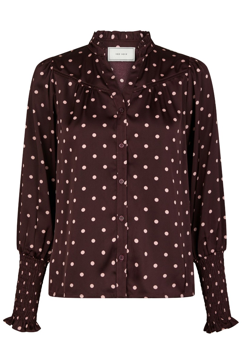 Neo Noir - Bluse - Camisa Dot Blouse - Burgundy