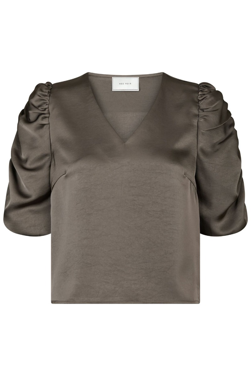 Neo Noir - Bluse - Elba Heavy Sateen blouse - Warm Grey