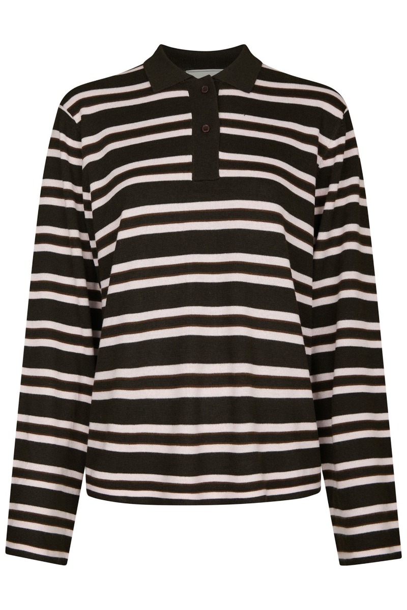 Neo Noir - Bluse - Mala Polo Knit Blouse - Dark brown