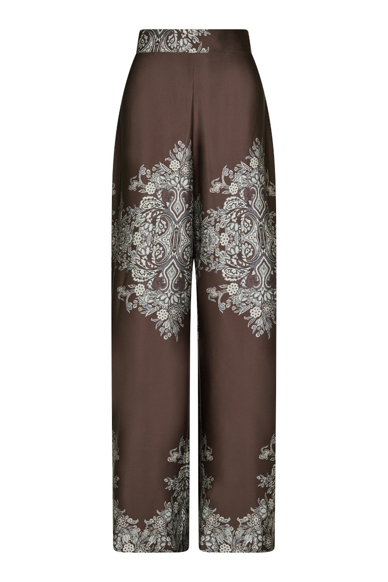 Neo Noir - Bukser - Lunet Paisley Border Pants - Dark brown (Levering midt november)