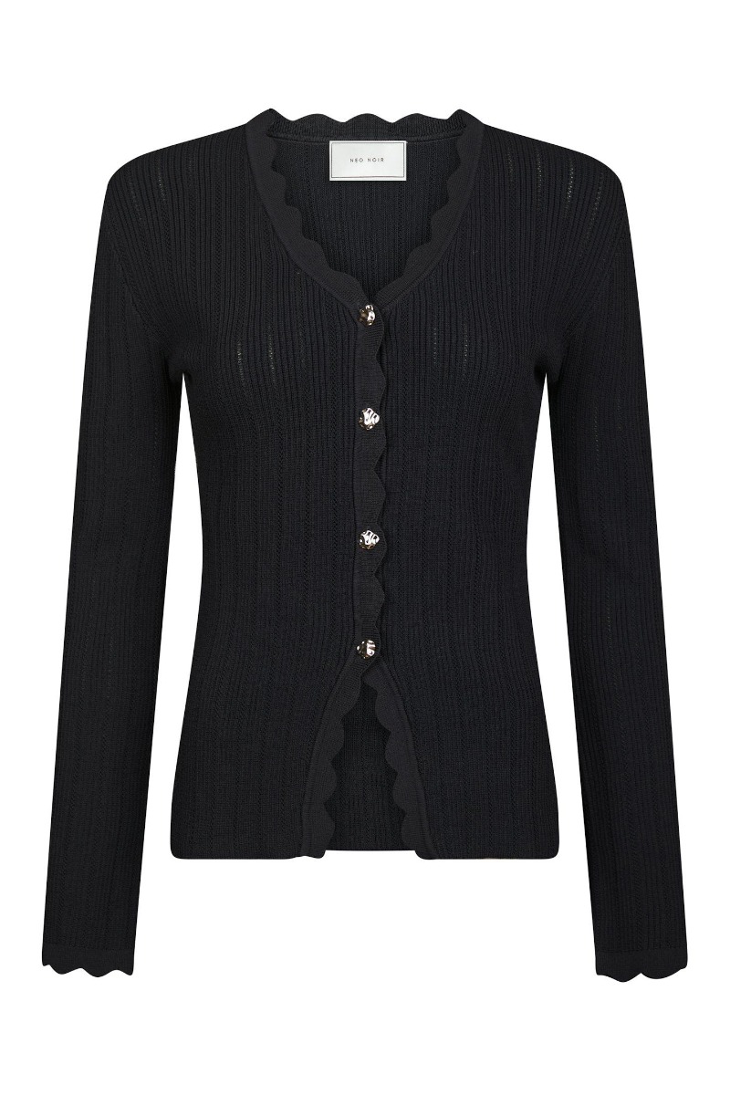 Neo Noir - Cardigan - Clara Stitch Knit Blouse - Dark Navy