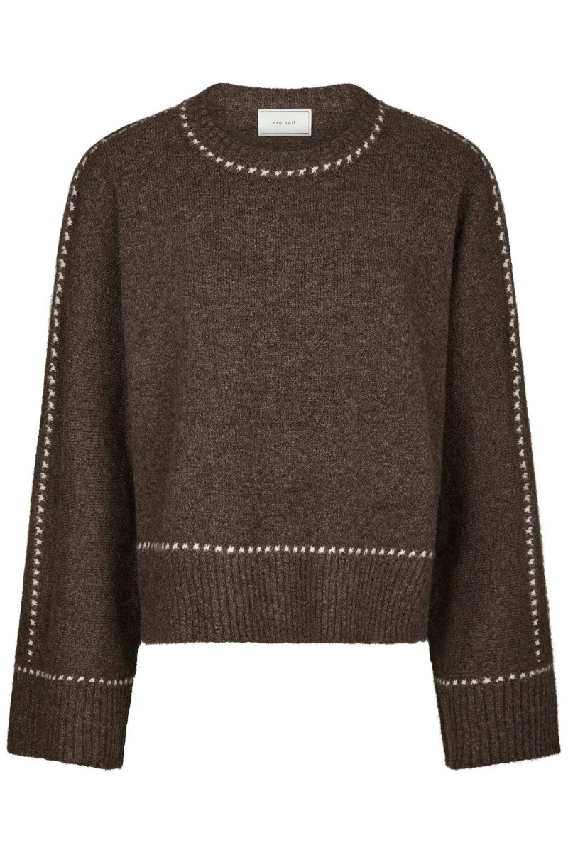 Neo Noir - Strik - Roeme Knit Stitch Blouse - Brown Melange