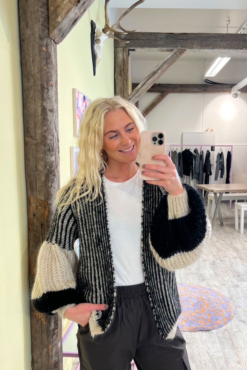 Noella - Cardigan - Liana Knit Cardigan - Cream/Black