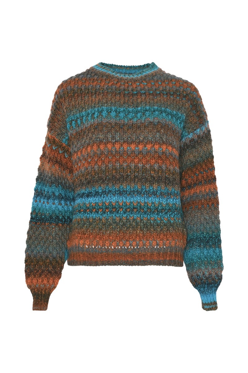 Noella - Strik - Gio Knit Sweater - Turquoise Brown Mix