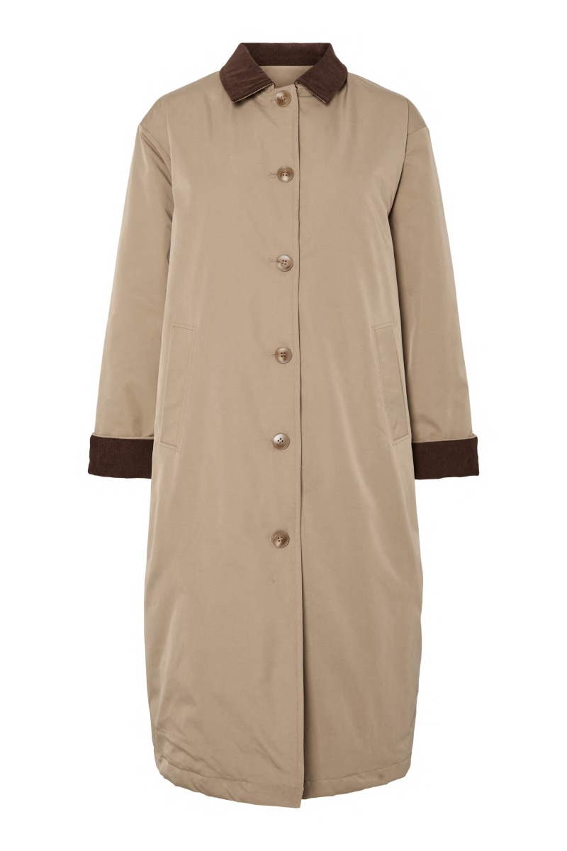 Pieces - Jakke - Jorma Long Corduroy Jacket - Greige