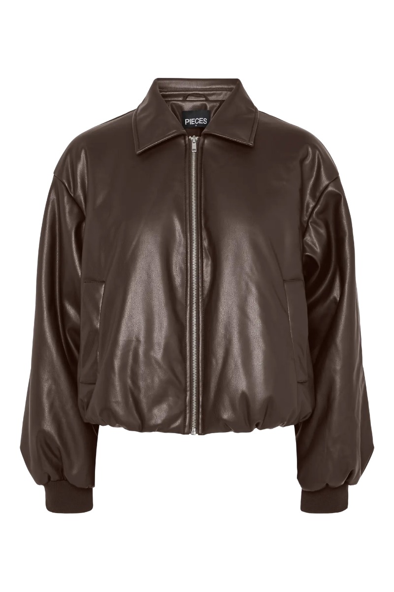 Pieces - Jakke - Lara Padded Coated Bomber Jacket - Hot Fudge