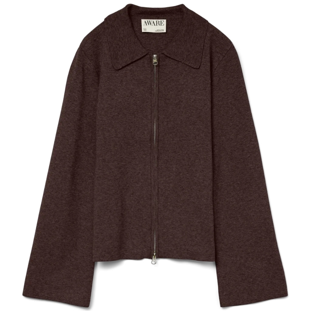 AWHANNAH LS KNIT CARDIGAN - Chocolate Torte