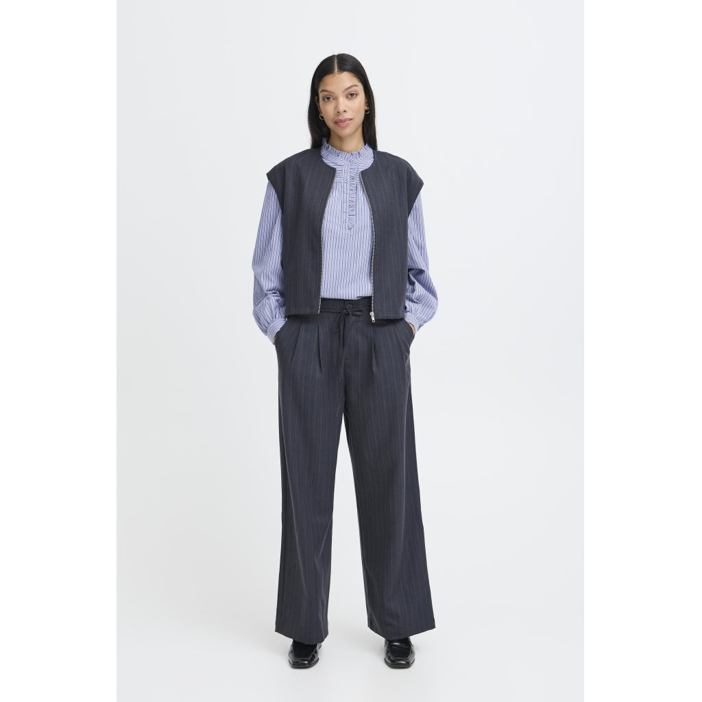 B.Young dame bukser BYXDAYO - dark grey stripes