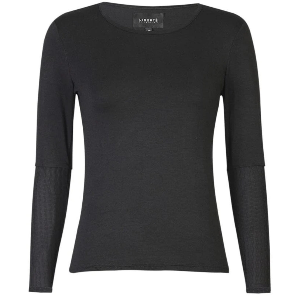Liberté dame bluse ISA - BLACK WAVY LINES