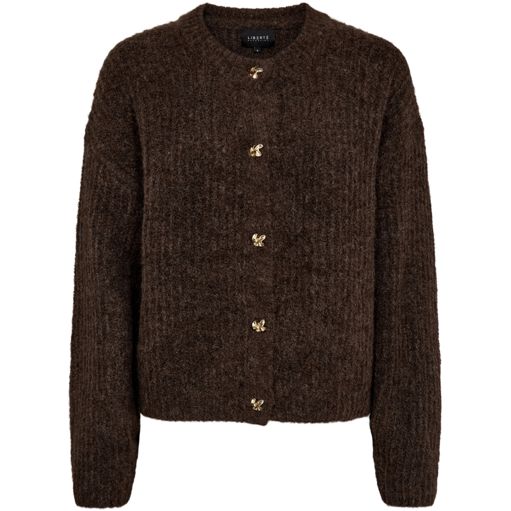 Liberte dame cardigan FRO O-NECK - Chocolate
