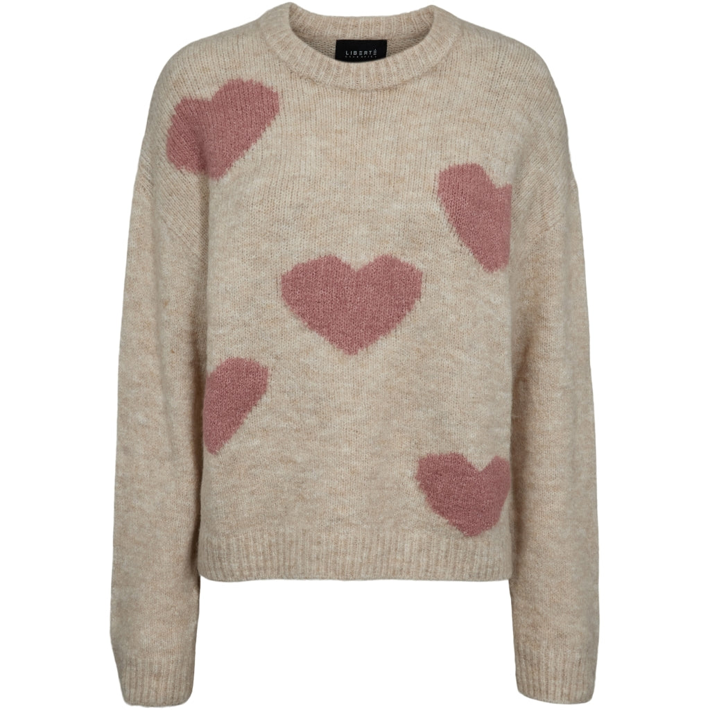 Liberte dame pullover strik FRO - IVORY ROSE HEART