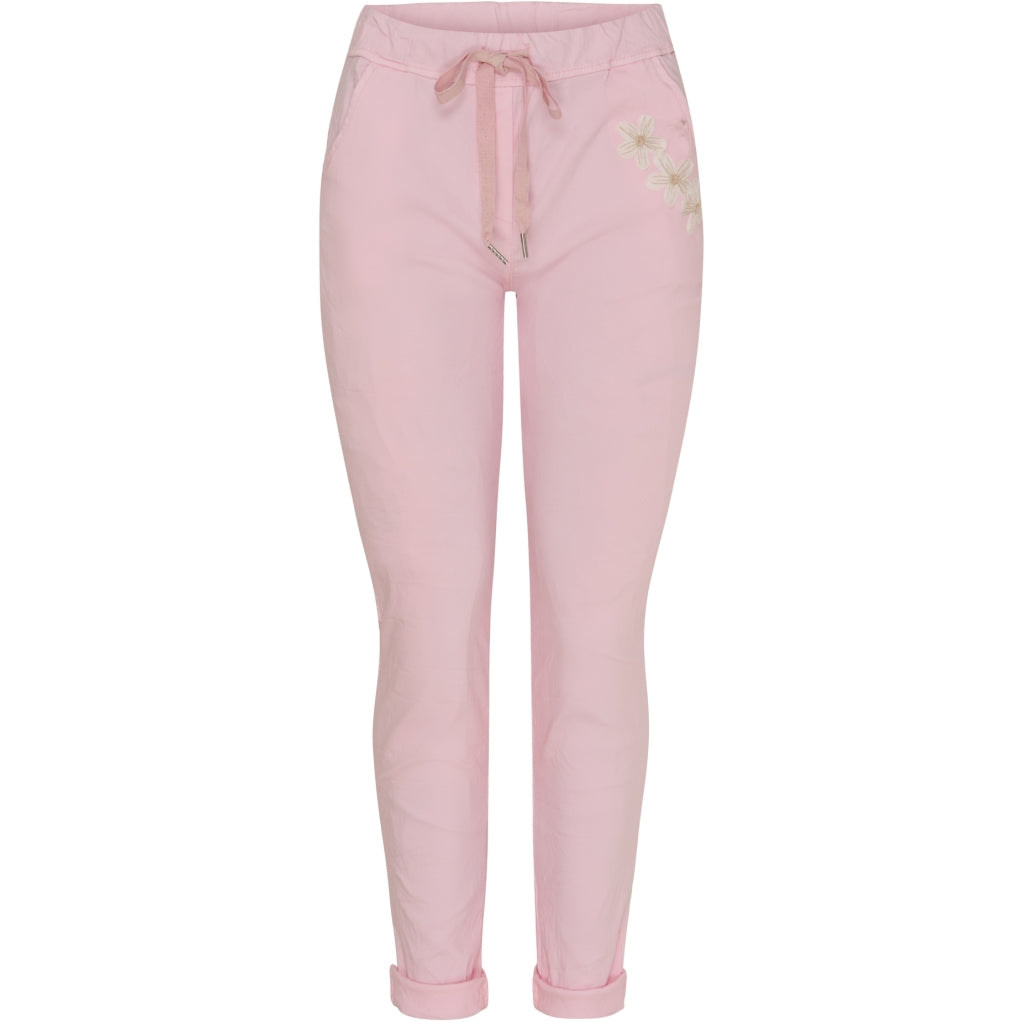 Marta Du Chateau dame bukser MdcTalia - Baby Pink/White Flower Marta Du Chateau dame bukser MdcTalia - Baby Pink/White Flower