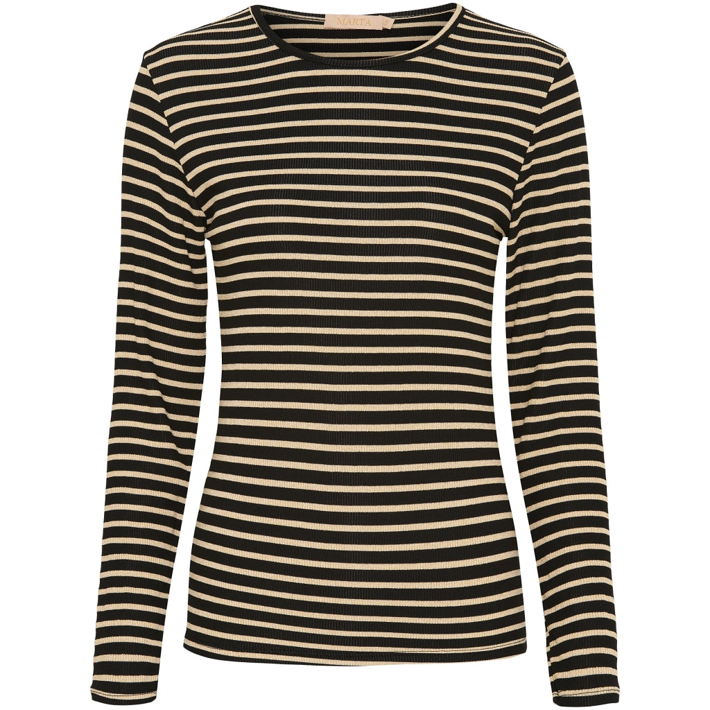 Marta Du Chateau dame langærmet t-shirt MdcSigne 5356 - Black/gold