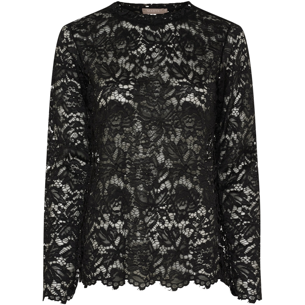 Marta du Chateau dame langærmet blonde t-shirt MdcMilley 7707 - Black