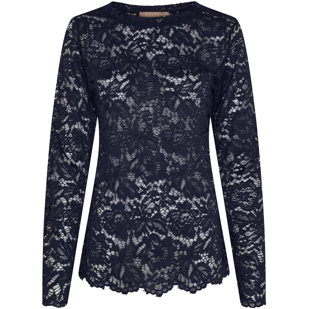 Marta du Chateau dame langærmet blonde t-shirt MdcMilley 7707 - Navy