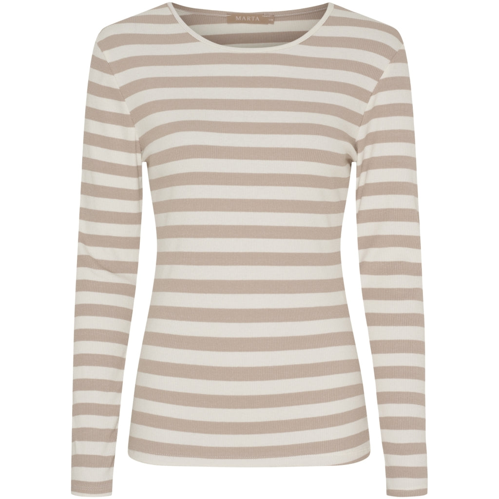 Marta du Chateau dame langærmet t-shirt MdcBegonia 7702 - Beige Melange