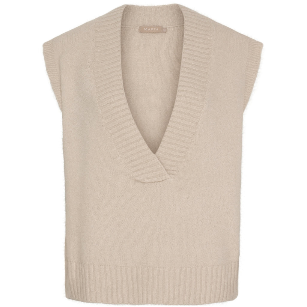 Marta du Chateau dame strik vest MdcLila KN8038 - BeigeW088