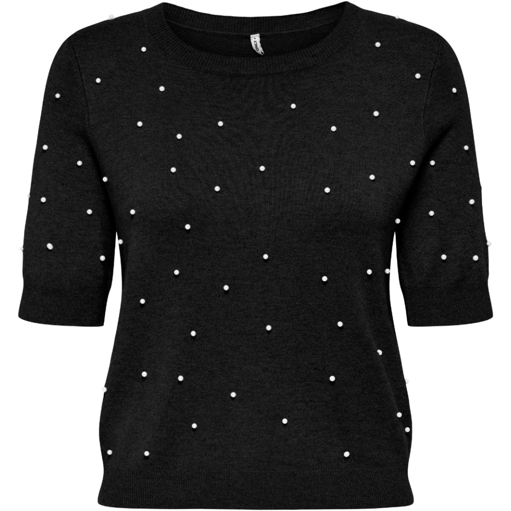 ONLY DAME STRIKTRØJE ONLVENICE - Black White Pearls