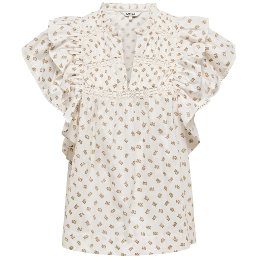 ONLY DAME TOP ONLLELE - Cloud Dancer flower