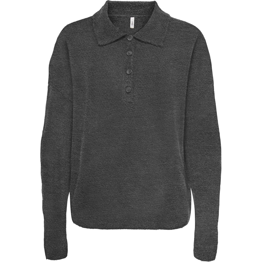 ONLY Dame Strik Polo ONLTALIO - Dark Grey Melange Detail:DTM Horn Button