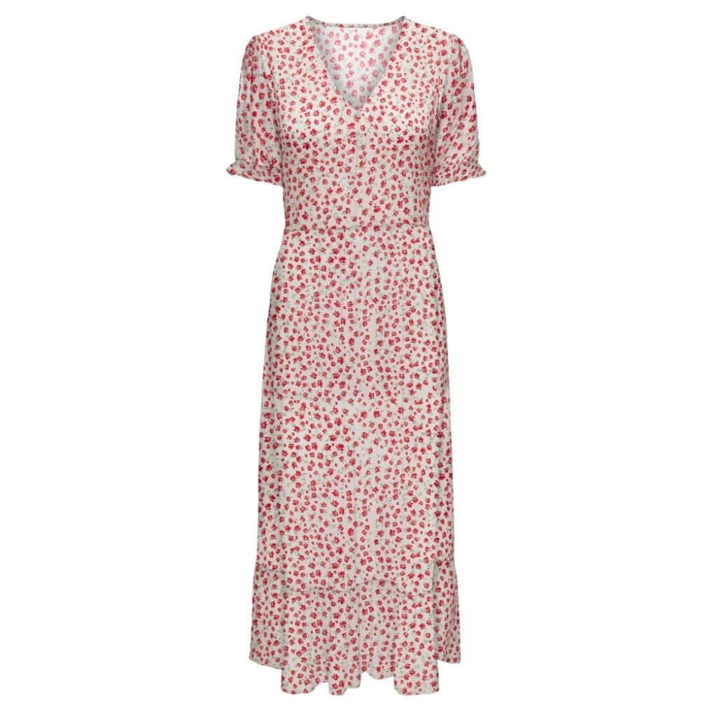 ONLY dame kjole ONLCHANTI - Cloud Dancer RED LUCY FLOWER