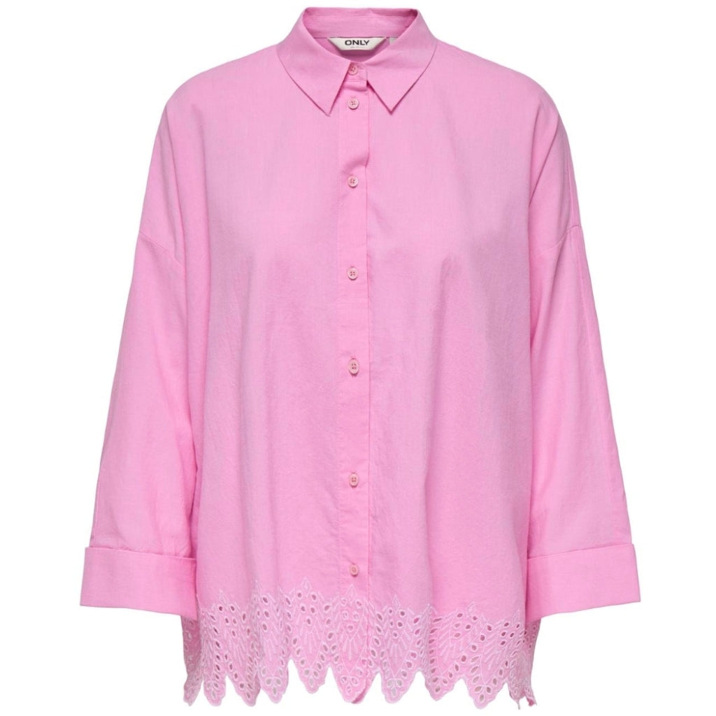 ONLY dame skjorte ONLGRACES - Fuchsia Pink BRIGHT WHITE EMB.