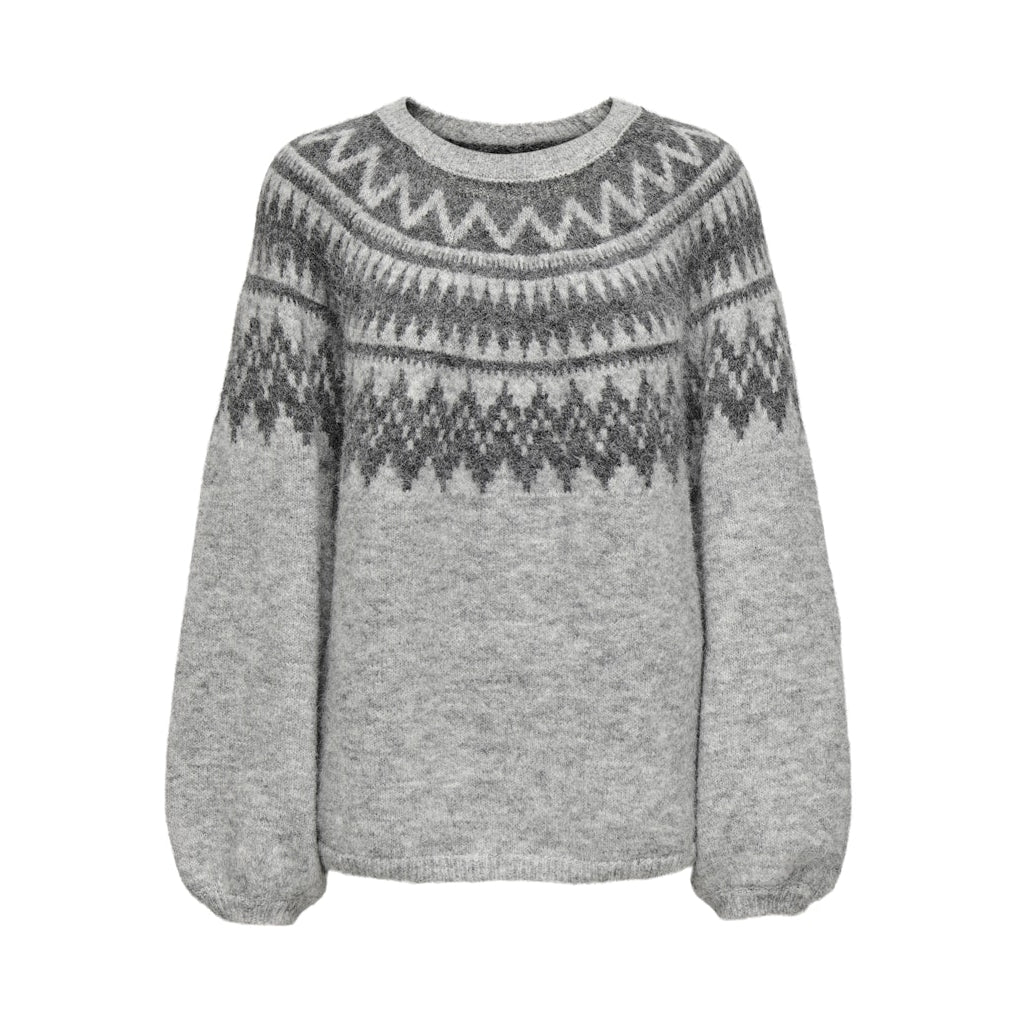 Only dame striktrøje ONLREYKJA - Light Grey Melange