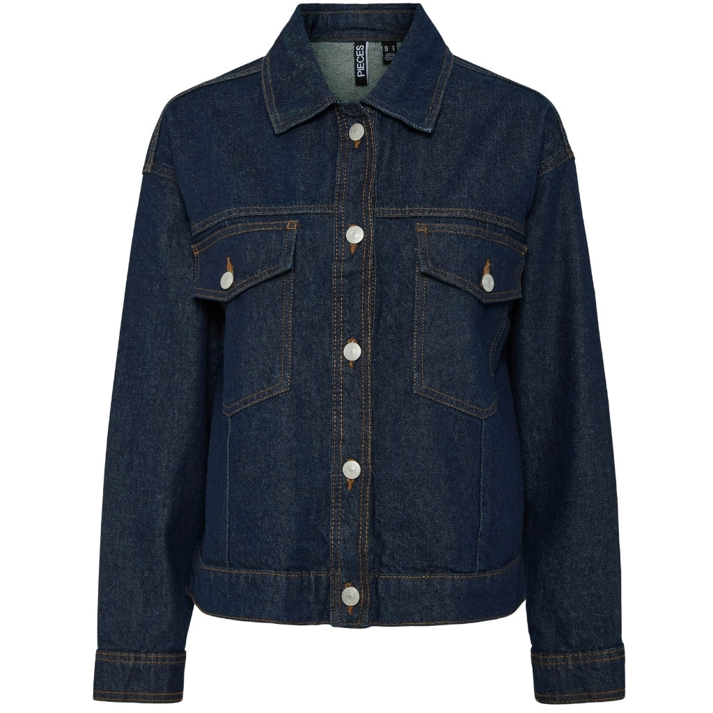 PIECES dame jakke PCELMA - Dark Blue Denim RINSE WASH