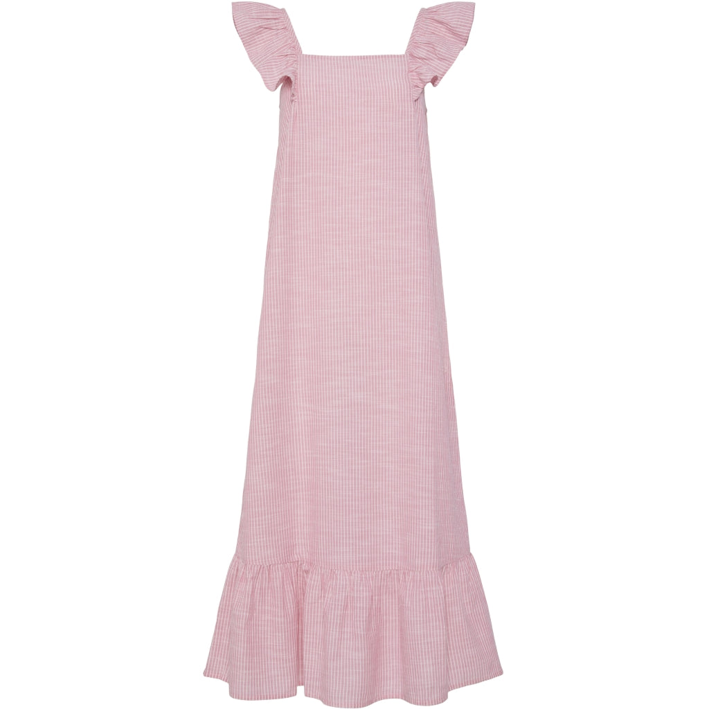 PIECES dame kjole PCAPIA - Pink Lemonade Stripes Bright white