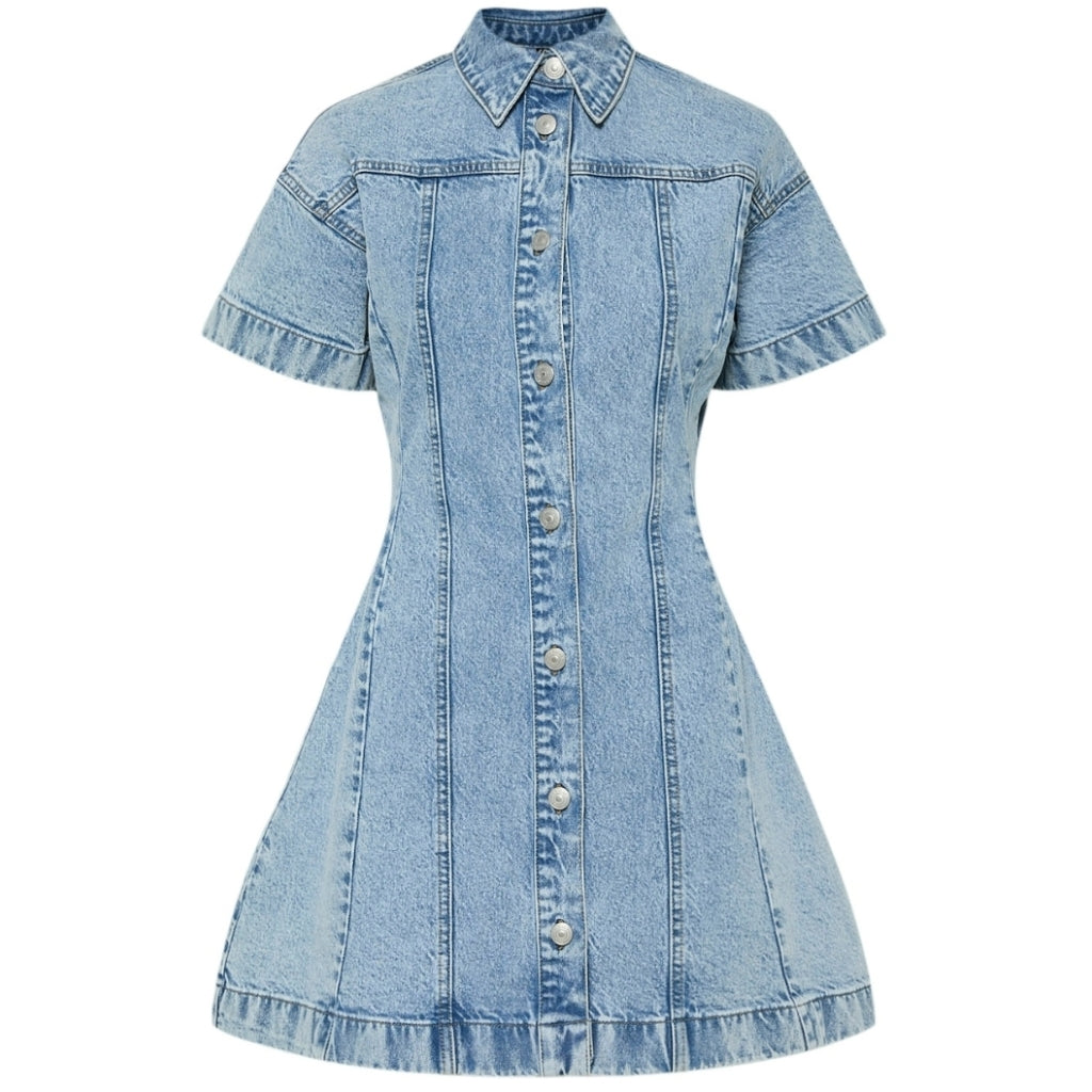 PIECES dame kjole PCSILKE - Light Blue Denim