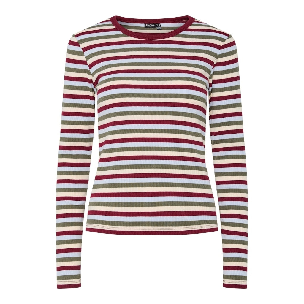 Pieces dame langærmet tee PCMAY - Deep Lichen Green
