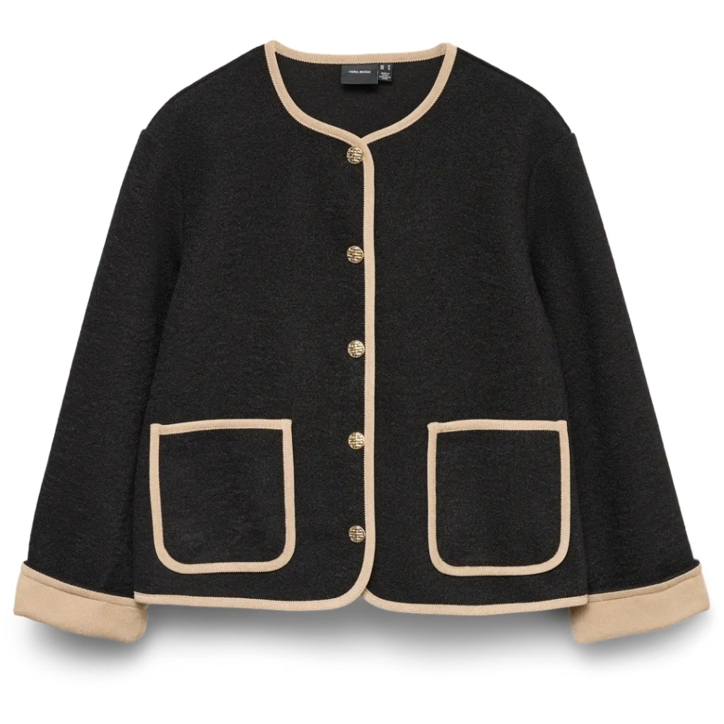 VERO MODA DAME JAKKE VMNANNIE - Black Silver Mink Binding