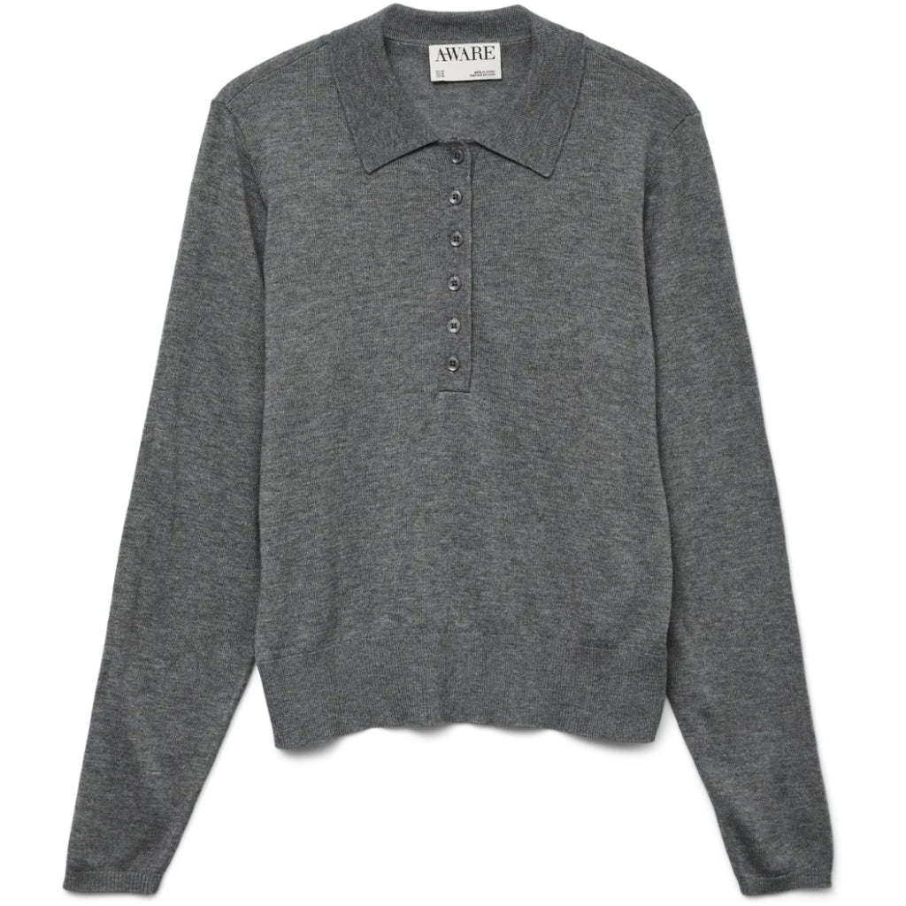 VERO MODA DAME POLO AWSIKITA - Medium grey melange